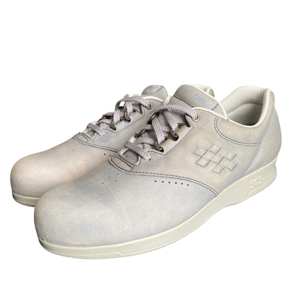 SAS Free Time Comfort Walking Shoe Womens 8 M Gray Leather Low Lace Up Tripad - Picture 1 of 9